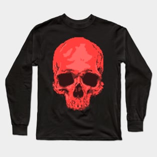 Red Pixelation Skull Long Sleeve T-Shirt